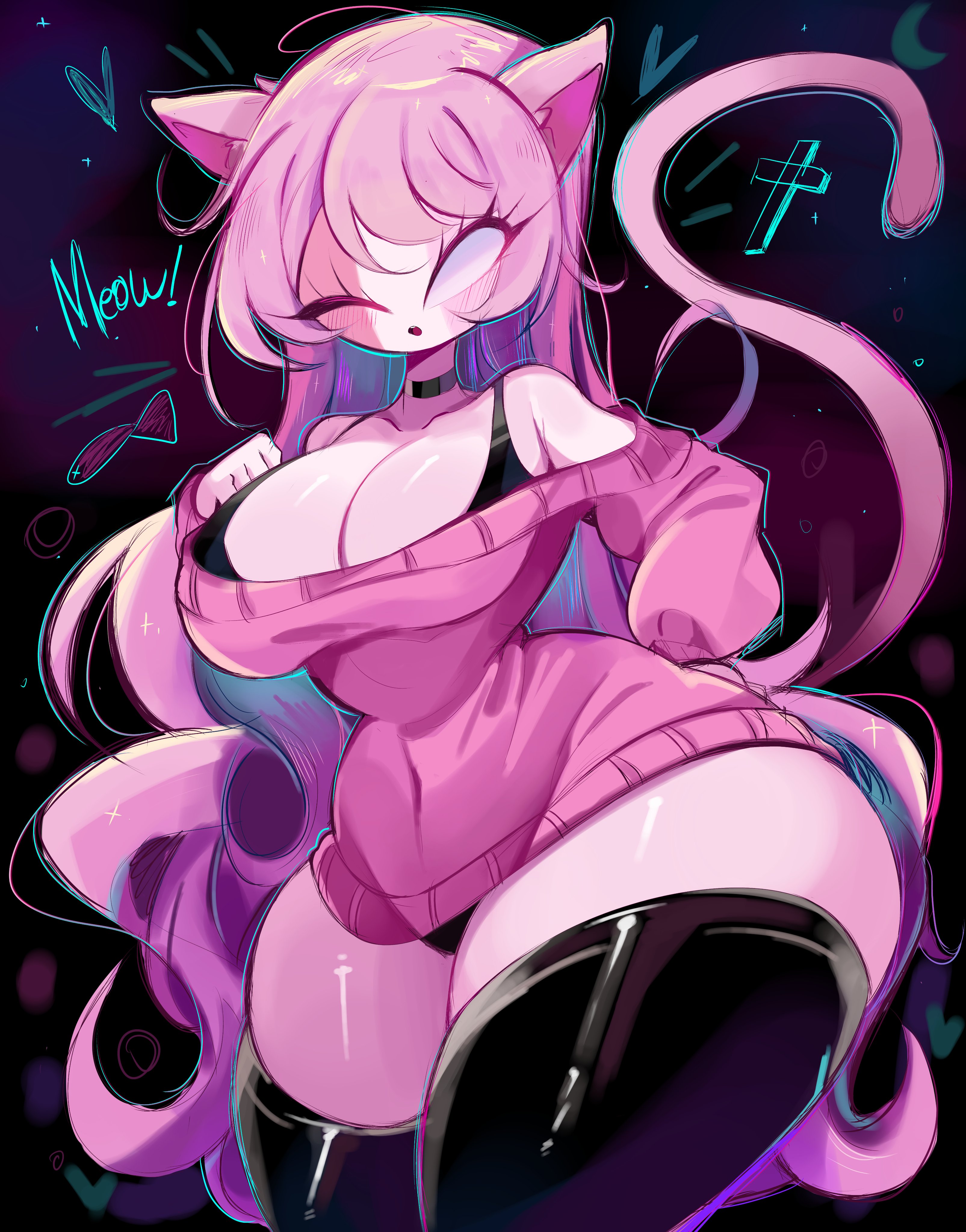 cat sarvente, female, friday night funkin, friday night funkin mod, latex, rox hoxten, sarvente, sarvente (dokki.doodlez), sarvente (fnf mod), thighhighs