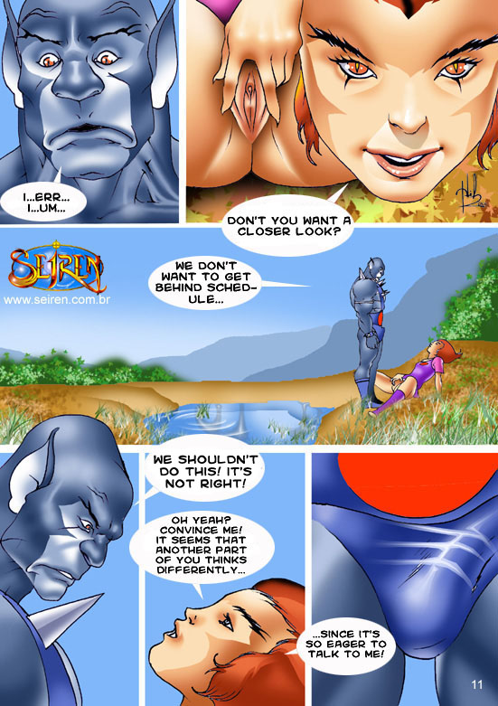 anthro balls comic dialogue english_text erection feline female flashing male panthro penis pussy seiren tagme text thundercats wilykit