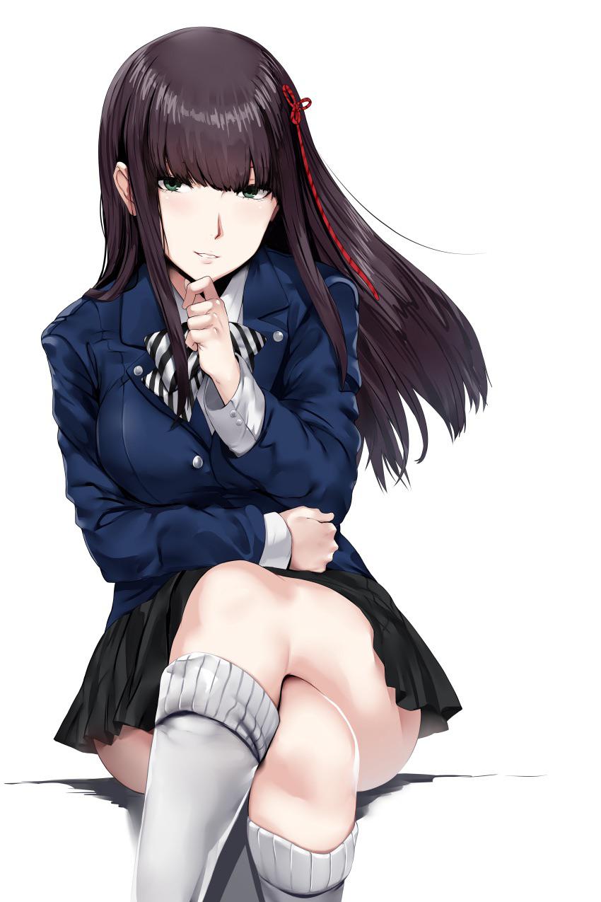 2d, 2d (artwork), breasts, female, female focus, female only, hair, hair ornament, hifumi togo, human, human only, light skin, light-skinned female, long hair, persona, persona 5, school uniform, schoolgirl, short skirt, skirt, socks, solo, solo female, solo focus, thick thighs, thighs, uniform, xter, xtermination