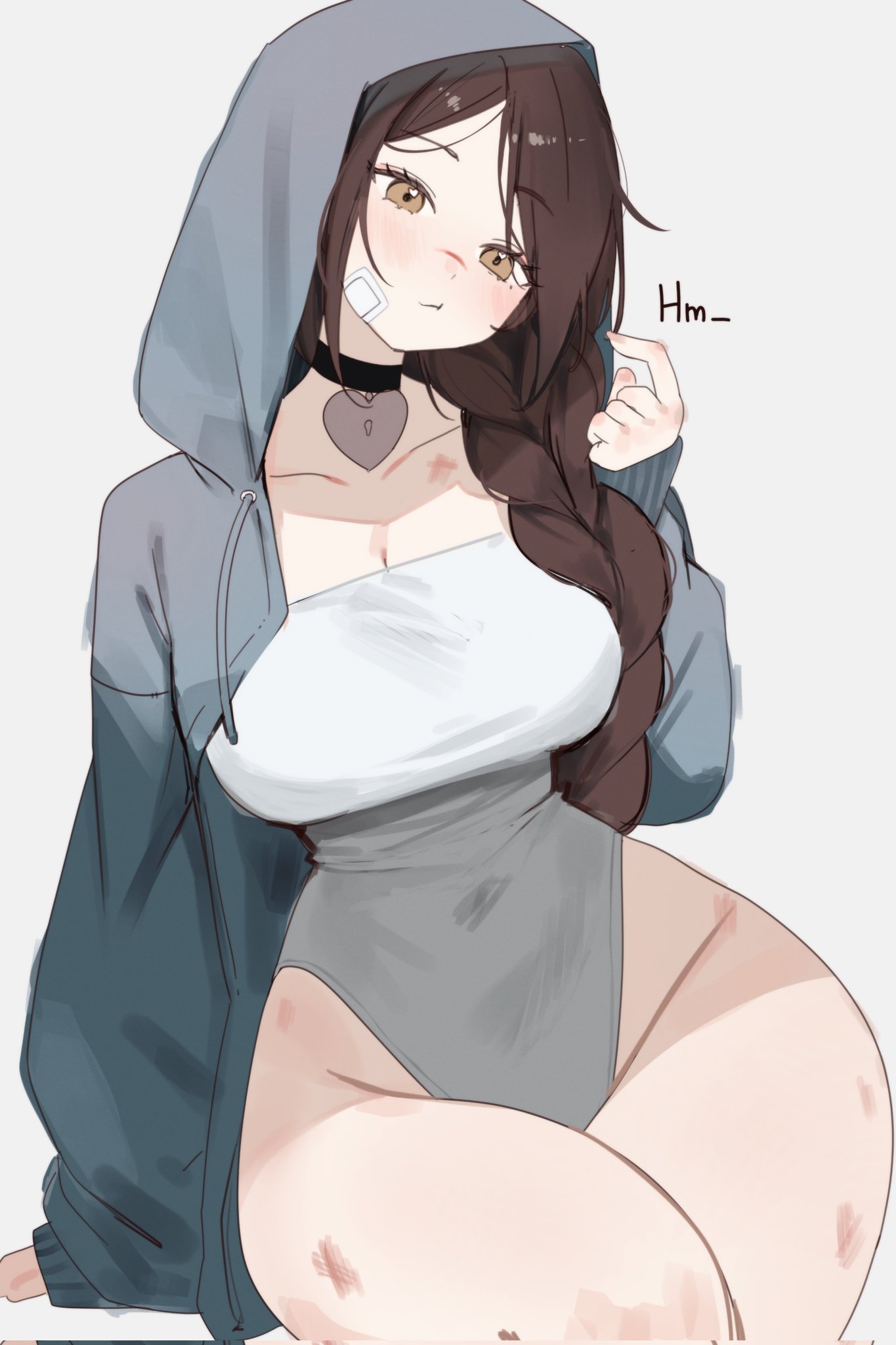 1girls, breasts, english text, female, female focus, female only, indie virtual youtuber, large breasts, light skin, light-skinned female, original, sky (skyaboveme), skyaboveme, solo, text, thick thighs, thighs, virtual youtuber, white background, wide hips