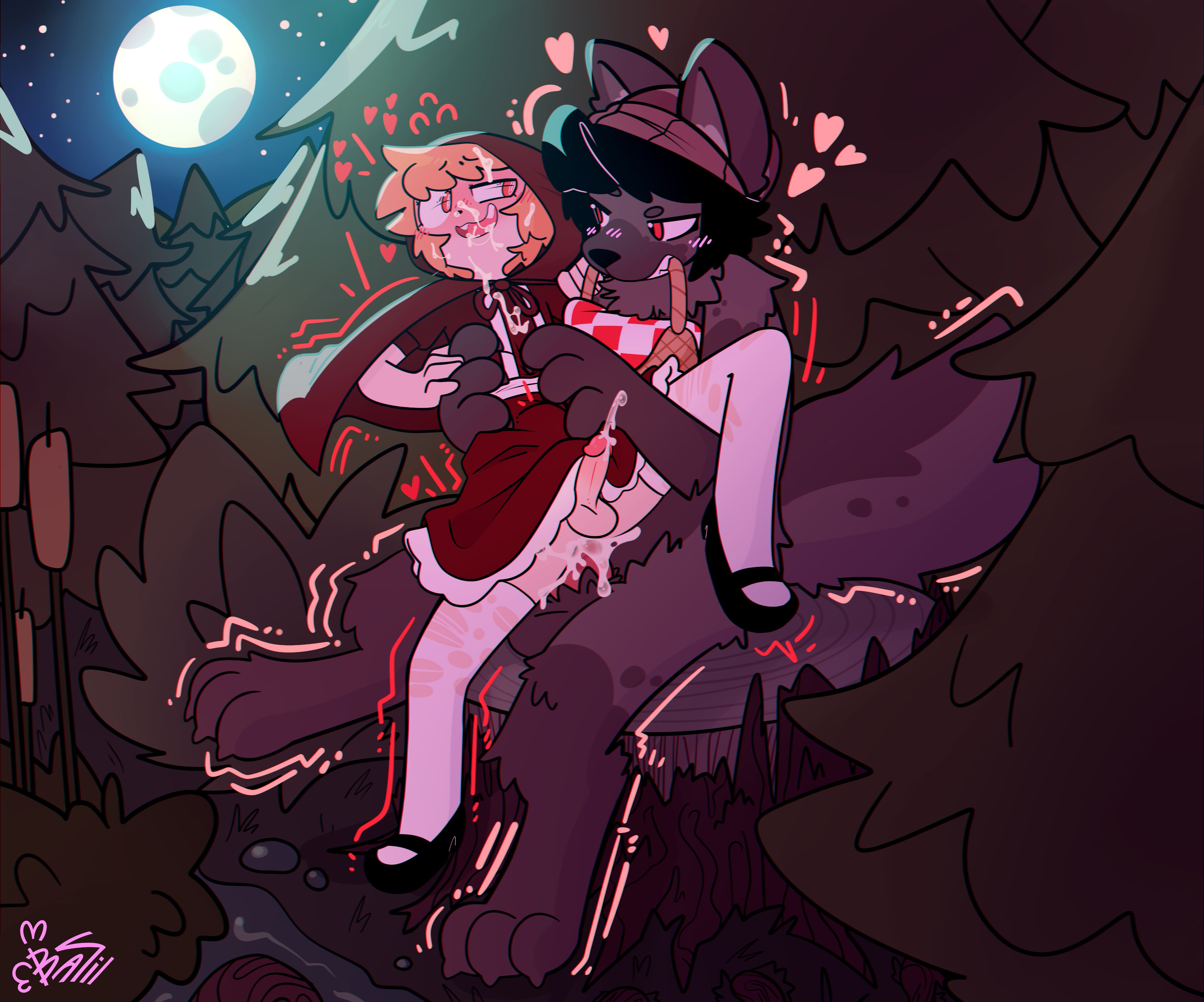 2boys, 2d, anal, anthro, anthro on human, cute, drawz artz, folklore, furry, gay, gay male, human, red riding hood, sex, yaoi