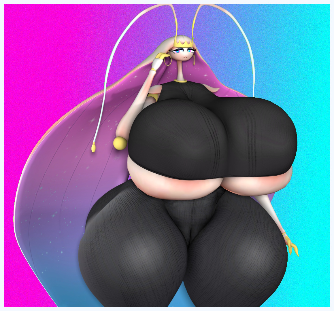 big breasts, breasts, earrings, giant breasts, hips, hips wider than shoulders, hyper breasts, long hair, maxoneton, narcissism, pheromosa, pokemon, pokemon (species), pretty girl, pretty woman, thick thighs, thighs, tight clothes, tight clothing, tight fit, ultra beast, underboob, uninterested, wide hips