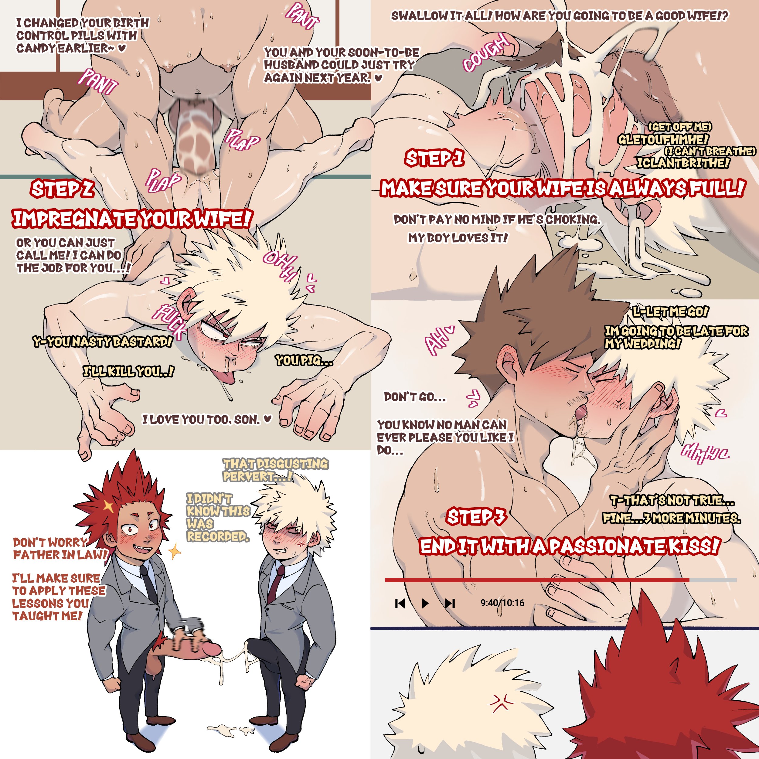 boku no hero academia, eijirou kirishima, gay, gay couple, gay incest, incest, katsuki bakugou, male, male only, male/male, masaru bakugou, my hero academia, solidjooze, yaoi