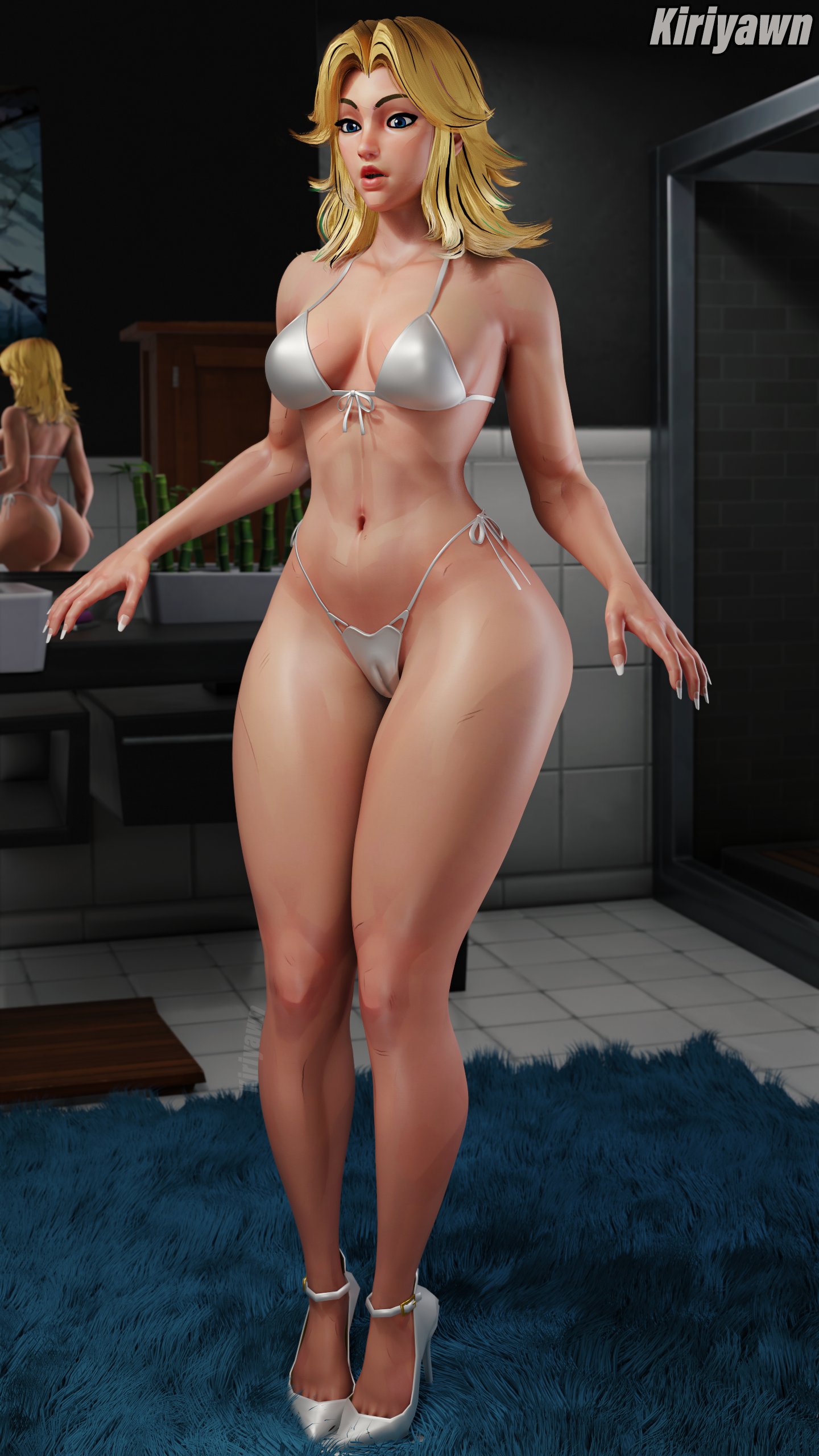1girls, 2026, 3d, 3d (artwork), ass, big ass, big breasts, blender, blonde hair, bra, breasts, brown hair, bubble ass, bubble butt, cameltoe, cleavage, curvaceous, curvaceous female, curvaceous figure, curves, curvy, curvy body, curvy female, curvy figure, curvy hips, fantastic four, hi res, high quality, high resolution, highres, invisible woman, invisible woman (marvel rivals), kiriyawn, light skin, light-skinned female, marvel, marvel comics, marvel rivals, medium breasts, mirror, mirror reflection, panties, presenting, presenting breasts, pussy, pussy lips, solo, standing, sue storm, thick ass, thick thighs, underwear, vagina, watermark, white bra, white panties
