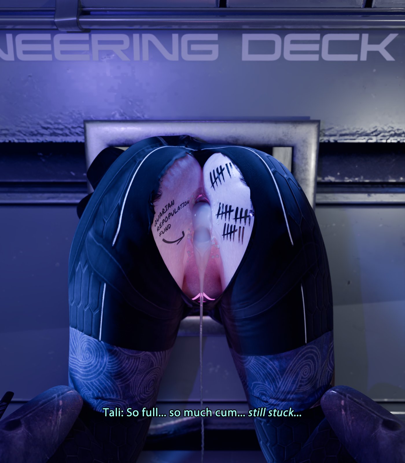 1girls, 2026, 3d, 3d (artwork), after anal, after rape, after sex, after vaginal, alien, alien girl, alien humanoid, anal creampie, bent over, bioware, body writing, bodysuit, bubble butt, child bearing hips, creampie, cum, cum in ass, cum in pussy, cum inside, curvaceous, curvaceous female, curvy female, curvy hips, dialogue, dripping, english text, female, female focus, female only, femsub, gaping, gaping anus, gaping pussy, leaking cum, mass effect, offmodelstudio, quarian, semen, semen in anus, semen in vagina, semen on body, semen on lower body, skinsuit, stuck, stuck in vent, stuck in wall, tali'zorah nar rayya, tally marks, through wall, torn bodysuit, torn skinsuit, vaginal creampie, video game, video game character, video game franchise, wide hips