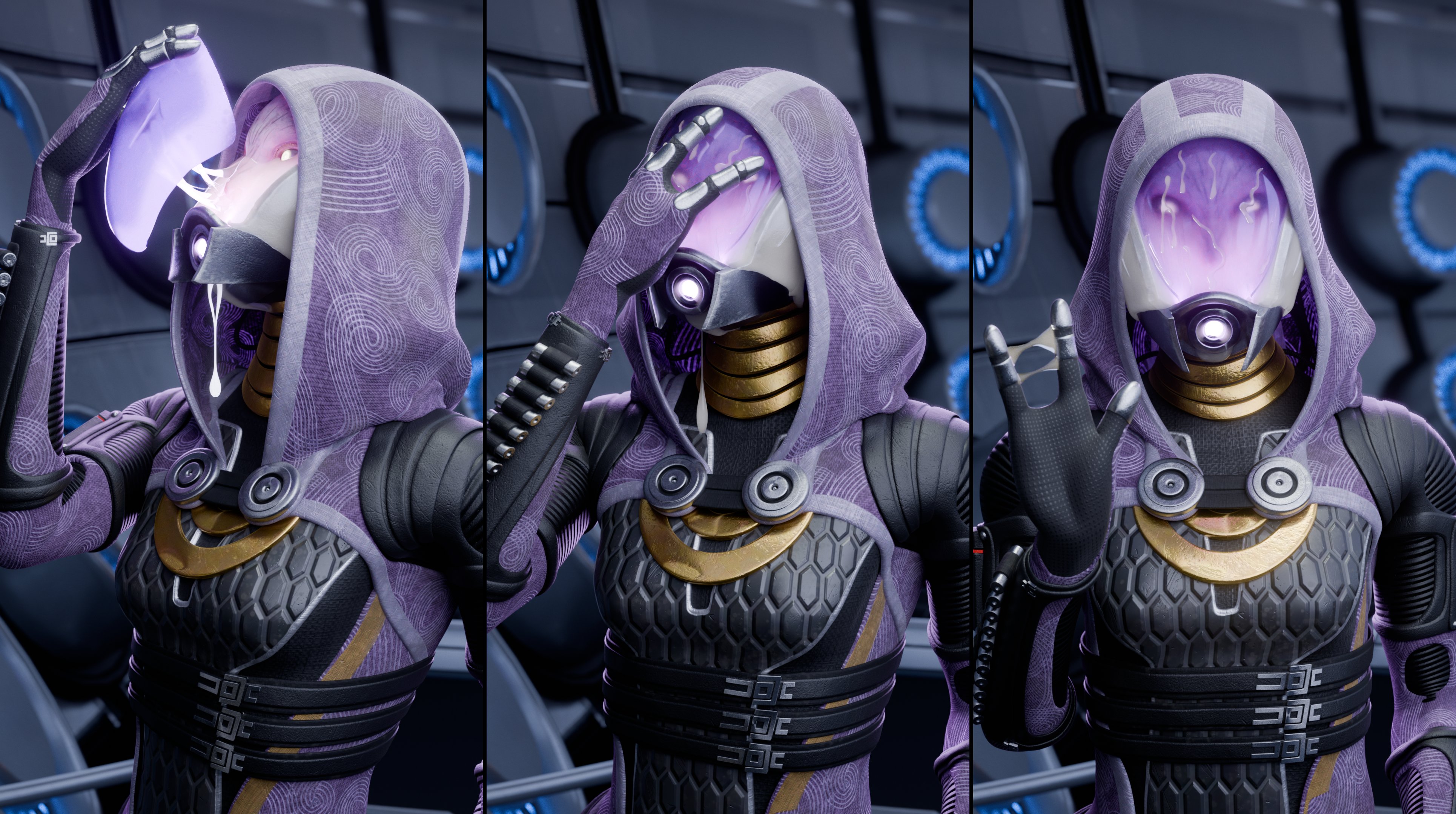 1girls, 3d, 3d (artwork), bioware, bodysuit, english text, facial, female, female focus, female only, latex, latex bodysuit, latex clothing, latex skinsuit, mass effect, offmodelstudio, quarian, semen, semen on body, semen on face, semen on upper body, skinsuit, tali'zorah nar rayya