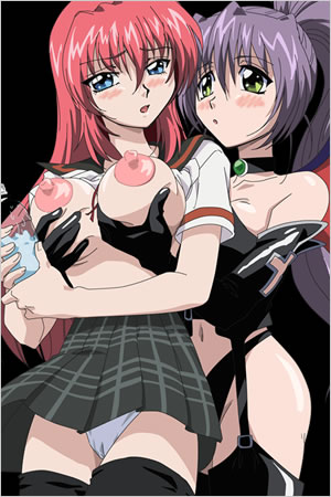 2girls ane_haramix demon_girl female lilith-soft lowres mina_(ane_haramix) multiple_girls shinigami takami_hitomi yuri