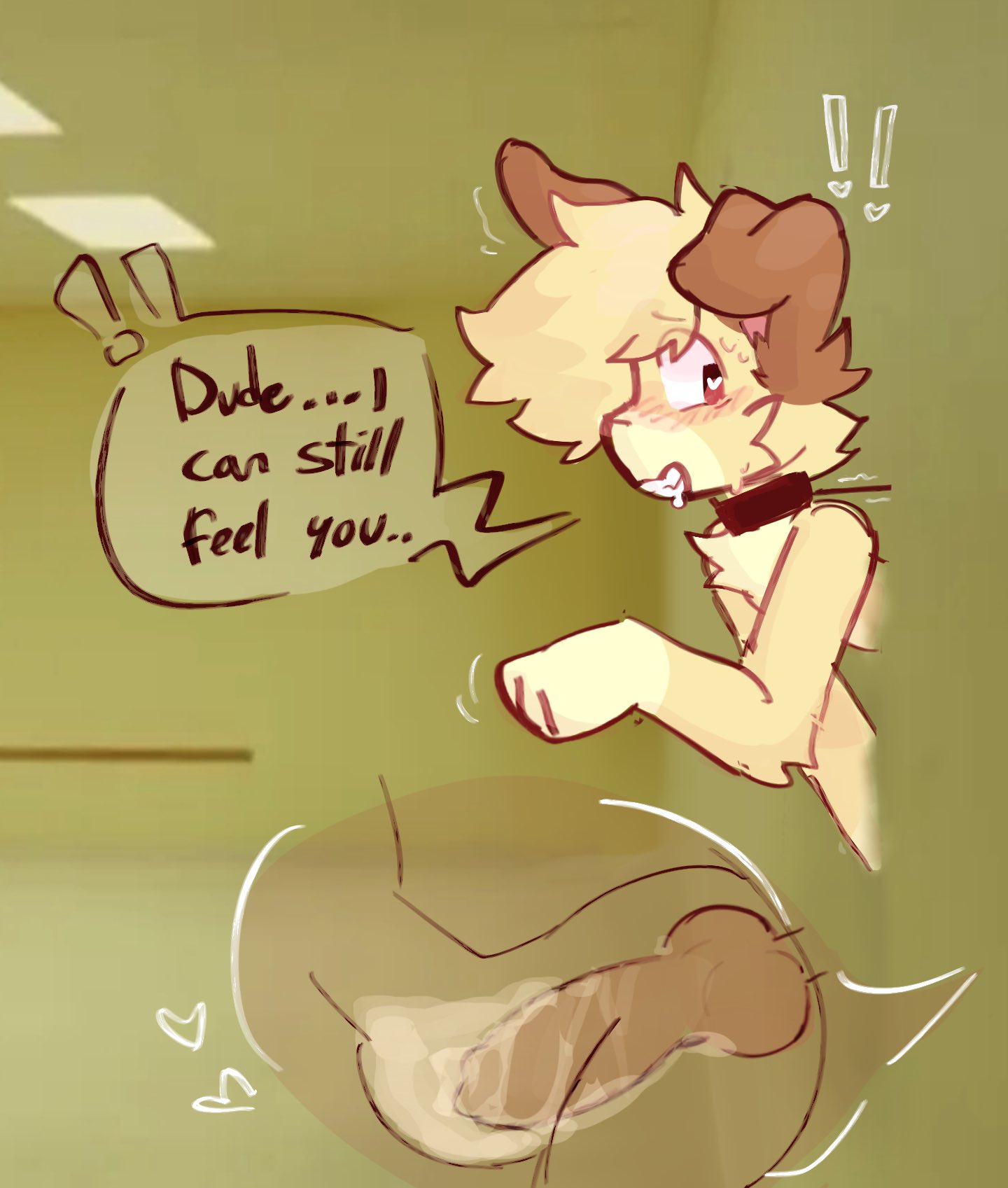 !!, 2026, 2male, anthro, backrooms, bulging belly, canine, canine genitals, canine penis, canine teeth, chest tuft, collar, collar and leash, cum, cum bulge, cum in ass, cum inside, dialog, dialogue, dialogue bubble, femboy, furry, gay, gay anal, gay male, gay sex, hand in air, hand in wall, heart, heart-shaped pupils, hearts, hearts in eyes, in wall, knotted penis, knotting, leash, leash and collar, leash pull, looking at another, looking at wall, looking back, lower body out of frame, male, male only, male penetrated, male penetrating, motion lines, paws, sammy toyy, sweat, sweating, teeth, teeth clenched, the backrooms, tremble lines, tremble spikes, upper body only, x-ray view, xray view