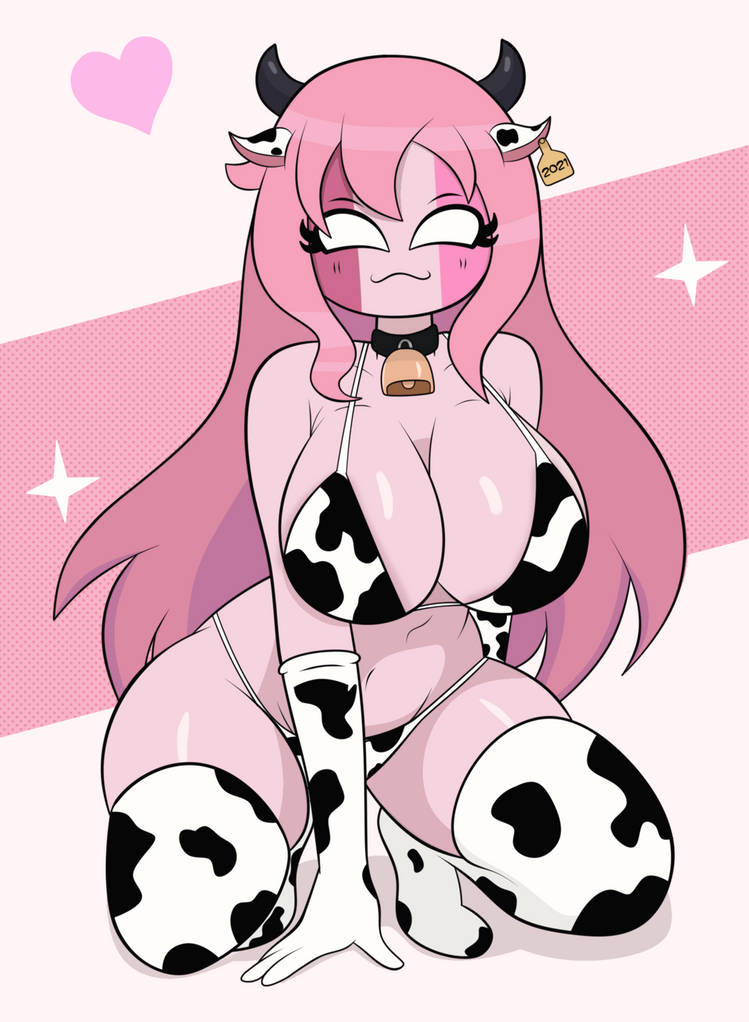 1girl, 1girls, big breasts, breasts, collar, cow ears, cow girl, cow horns, cowgirl, female, female focus, female only, friday night funkin, friday night funkin mod, gloves, long hair, pink hair, sarvente (dokki.doodlez), sarvente (friday night funkin), sexy, sexy body, sexy female, sexy pose, socks