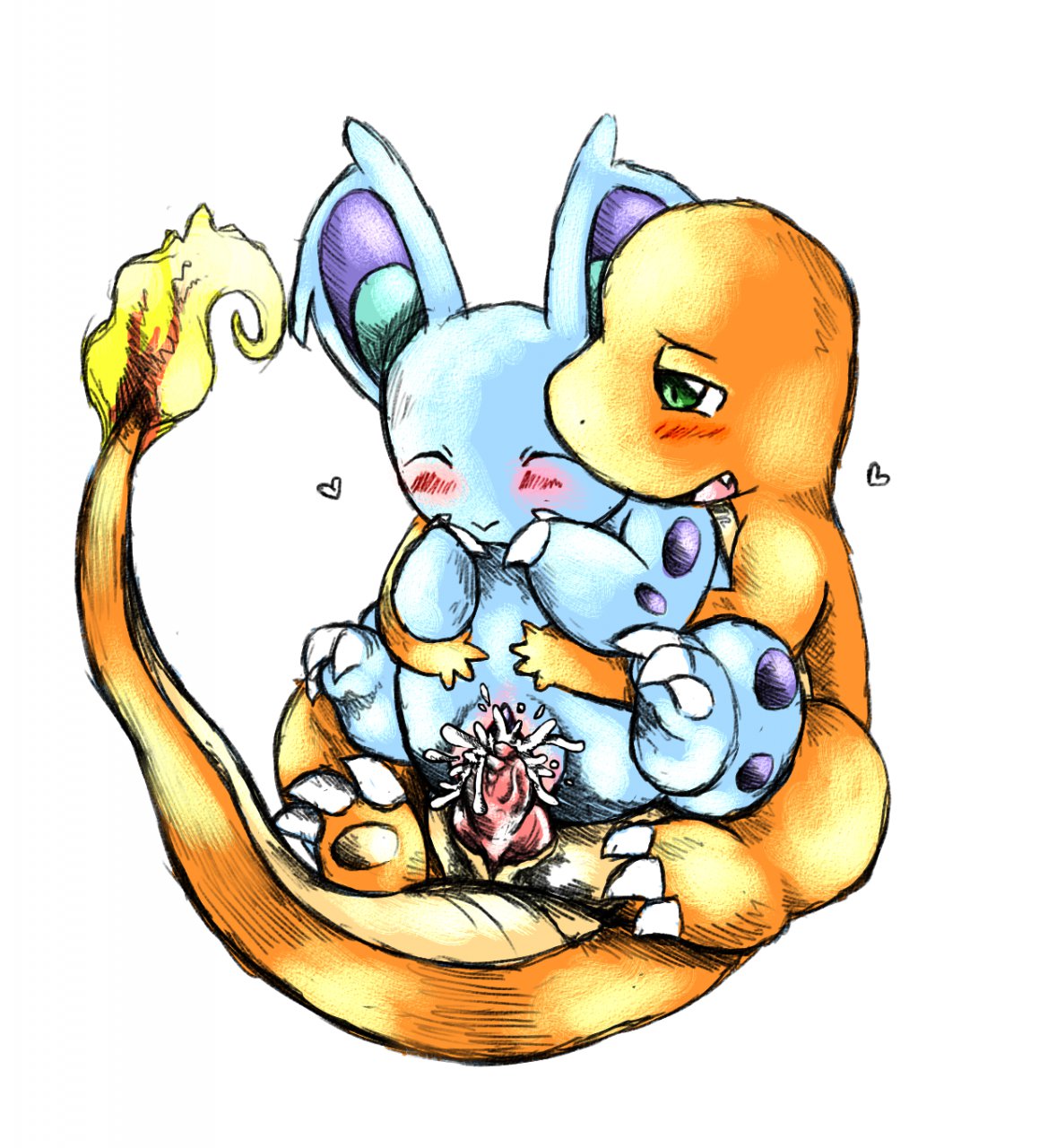 blush charmander cum cum_in_pussy cum_inside erection female fire knot male nidoran nidoran♀ nintendo penis plain_background pokémon_(species) pokemon pussy straight tail tail_fire tranquilmyst vaginal_penetration white_background