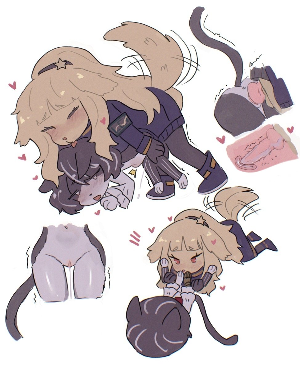 1futa, 1futa1girl, 1girl, belly bulge, cat, cervix kiss, clothed, creampie, dearpupa, distortion detective, dog, doggy style, ezra (distortion detective), furry, futa on female, internal, interspecies, knot, leaking cum, moses (distortion detective), project moon