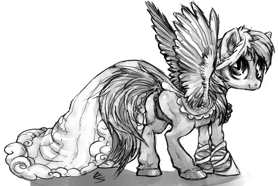 anus buttercup_saiyan clothes dress equine female friendship_is_magic horse my_little_pony pegasus pony pussy rainbow_dash_(mlp) solo straight_hair wings