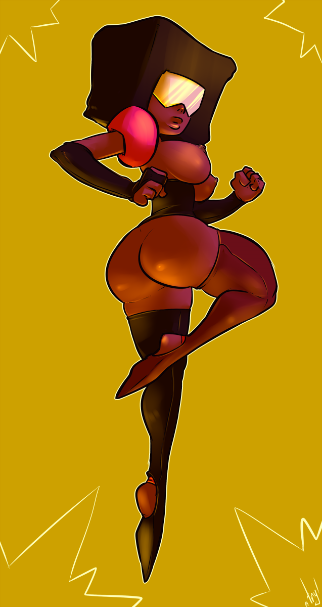 1girls, afro, ass, atryl, breasts, cartoon network, dark skin, dark-skinned female, female, fusion, garnet (steven universe), gem (species), gem fusion, glasses, smooth skin, solo, steven universe