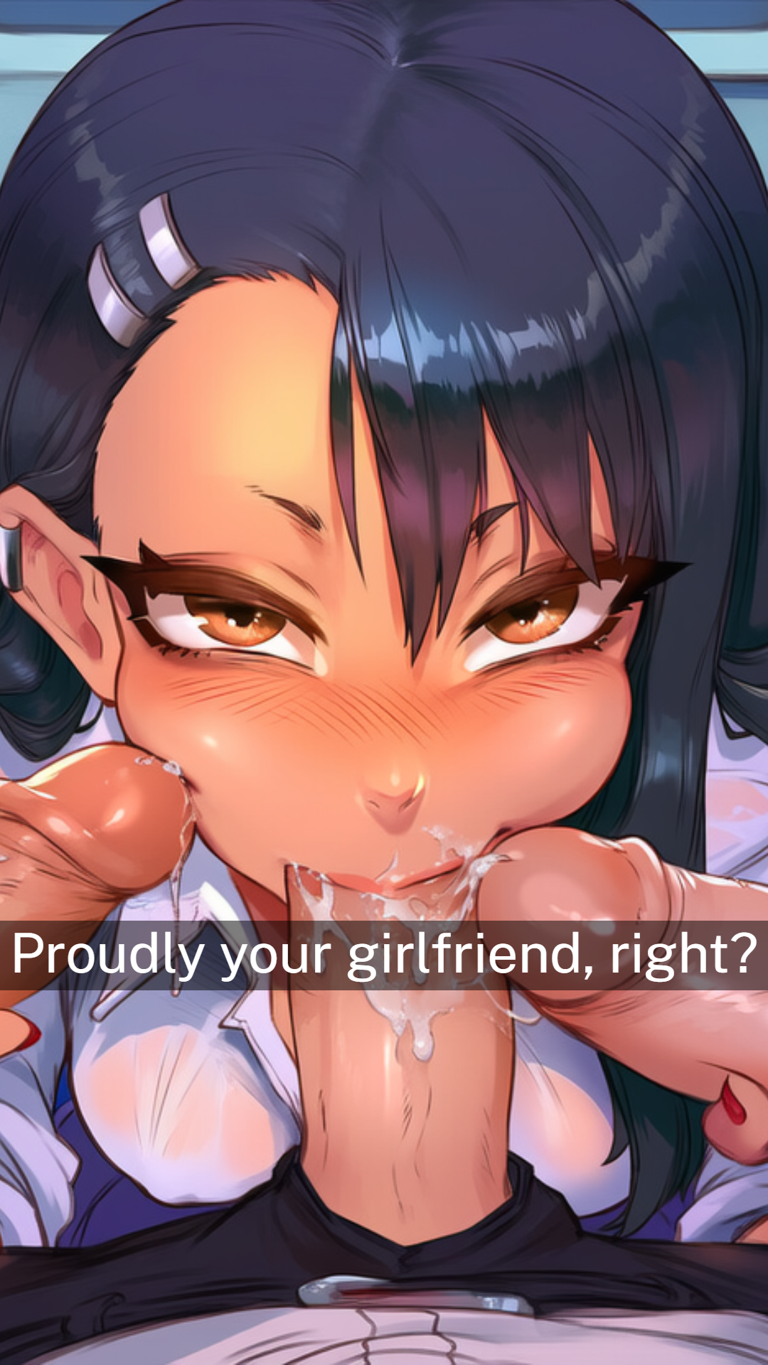 1boy, 1boy1girl, 1girl, 1girl1boy, 1girls, ai assisted, ai generated, blowjob, cheating, cuckold, cuckolding, cum, english text, fellatio, gangbang, gokkun, hayase nagatoro, nay juno, netorare, netorase, ntr, oral, please don't bully me, nagatoro, sex, snapchat, snapchat ntr, text