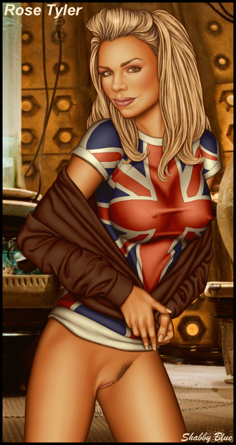 artist_name blonde_hair bottomless character_name doctor_who pinup pubes rose_tyler shabby_blue union_jack vulva