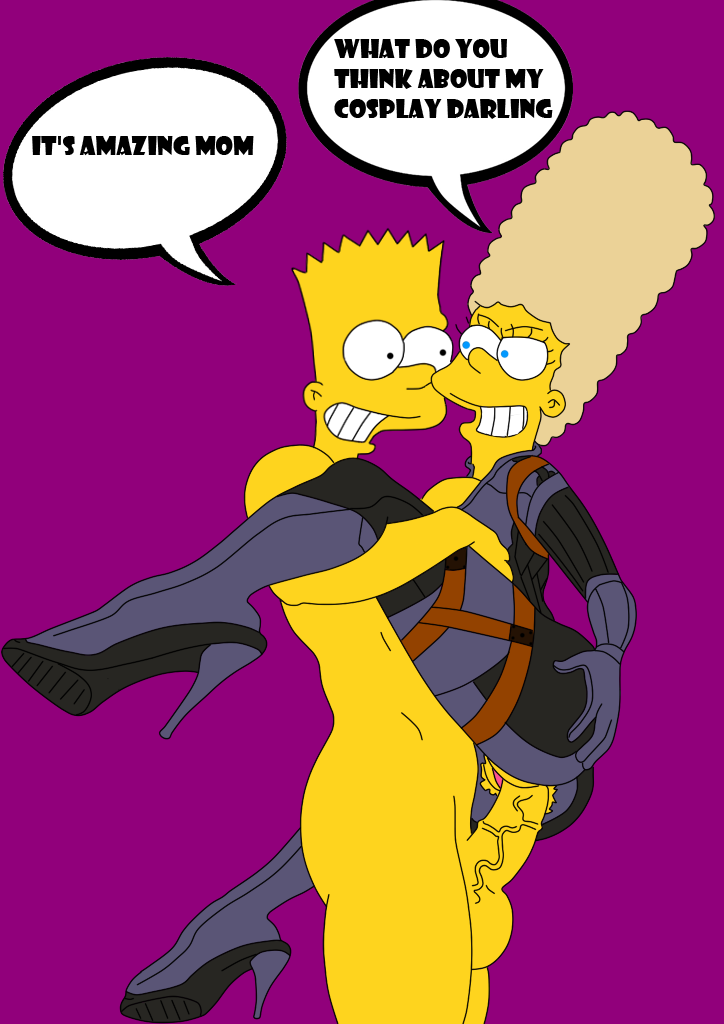 1boy bart_simpson cosplay edit female hentaipaint7 high_heel_boots high_heels incest jill_valentine_(cosplay) marge_simpson mother_and_son resident_evil resident_evil_5 suit the_simpsons vaginal_penetration