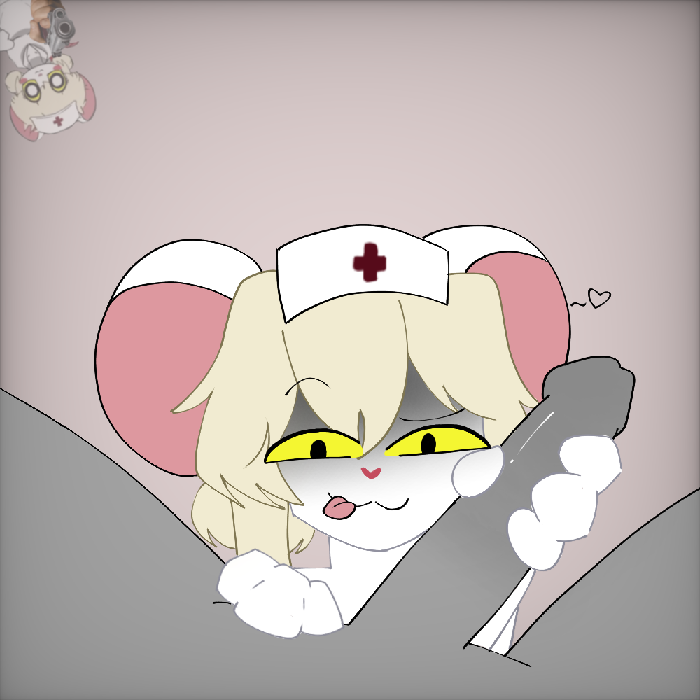 1:1 anthro black_eyes blonde_hair blush breasts clothing duo female fur furry genitals hair hat headgear headwear lorna_(terrible_mouse) male male/female mammal mouse murid murine nurse nurse_clothing nurse_headwear penis rat rodent sex smile source_request tail terrible_mouse unknown_artist white_body white_fur xd yellow_eyes