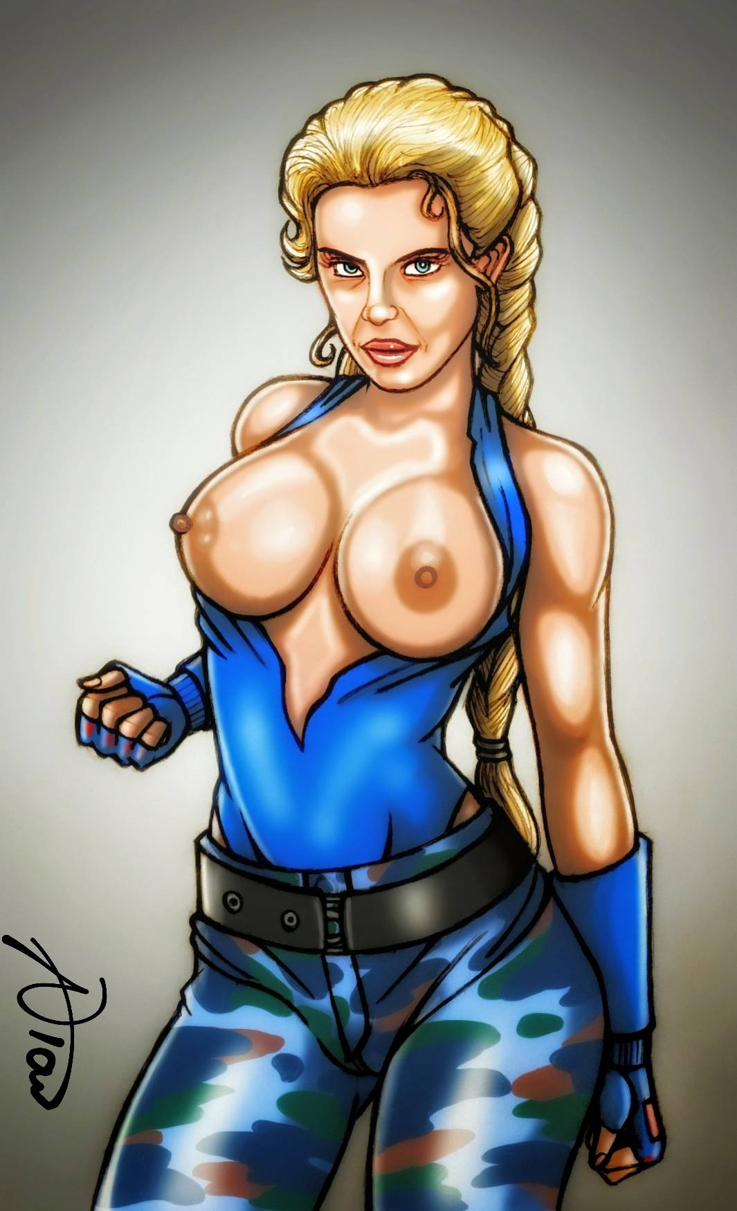 2d ass bronxboy79 busty cammy_white celebrity exhibitionism exposed female female_focus female_only hourglass_figure kylie_minogue nude nude_female nudity pinup pinup_pose street_fighter tagme wide_hips