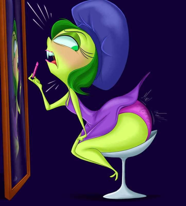 1girls, ass, big ass, booty, disgust (inside out), disney, female, green body, green eyes, green hair, green skin, hugebutt, inside out, inside out 2, lipstick, pixar, silentjack8, source request, sweaty panties, tagme, wet panties, year request