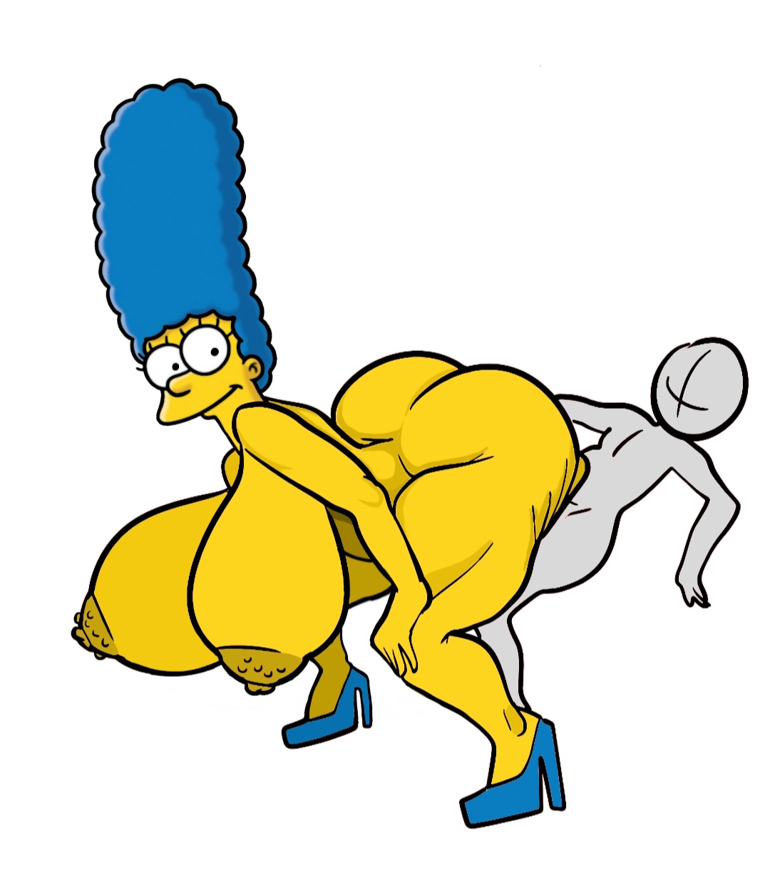 1girls, 1woman, almakhadie (artist), anal sex, anon, anonymous male, bumpy areola, female, male, male on female, male penetrating female, male/female, marge simpson, pounding ass, sex, the simpsons, yellow body, yellow skin