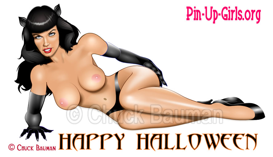 1girls bettie_page chuck_bauman female female_only halloween real_person solo tagme watermark