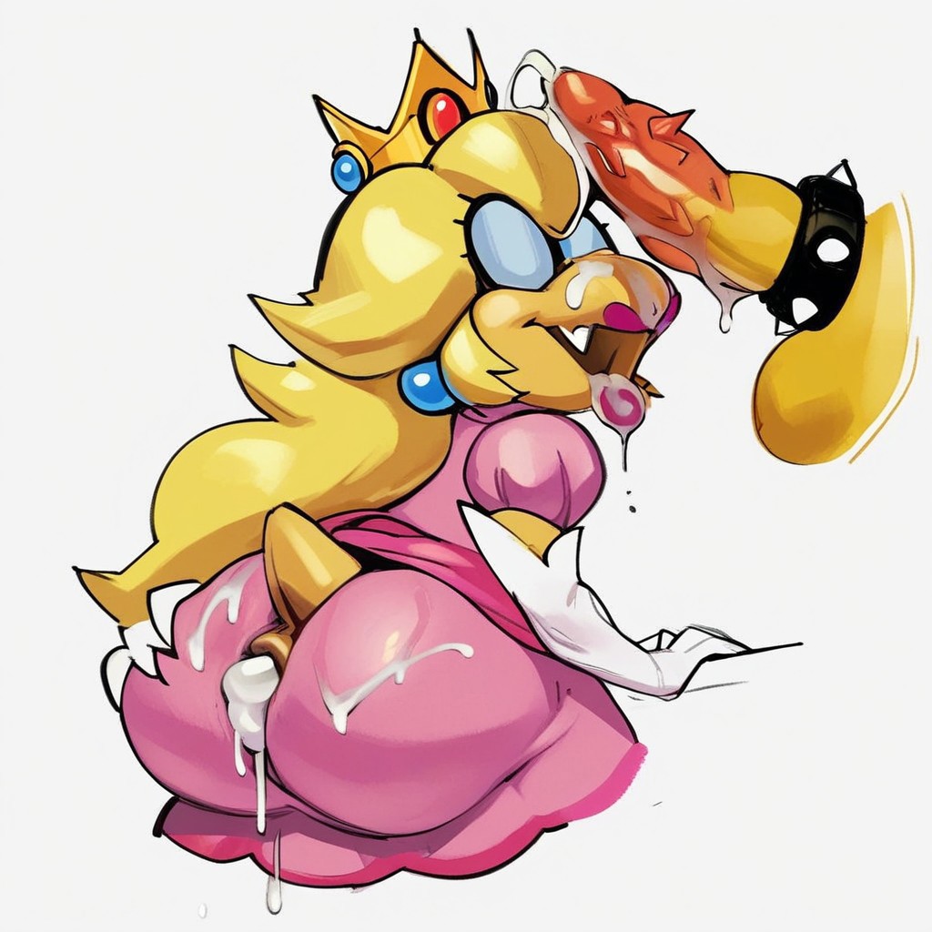 2boys ai_generated anthro bowser cock_ring crossdressing gay kamek male mario_(series) nintendo princess_kamek r.ai.ven