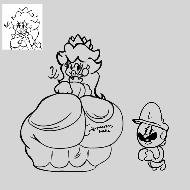 1girls 2024 2boys ass_bigger_than_head ass_focus bottom_heavy dumptruck_ass lard_ass lillycore luigi mario mario_(series) massive_butt momma_peachy monstorlilly nintendo princess_peach sketch super_mario_bros.