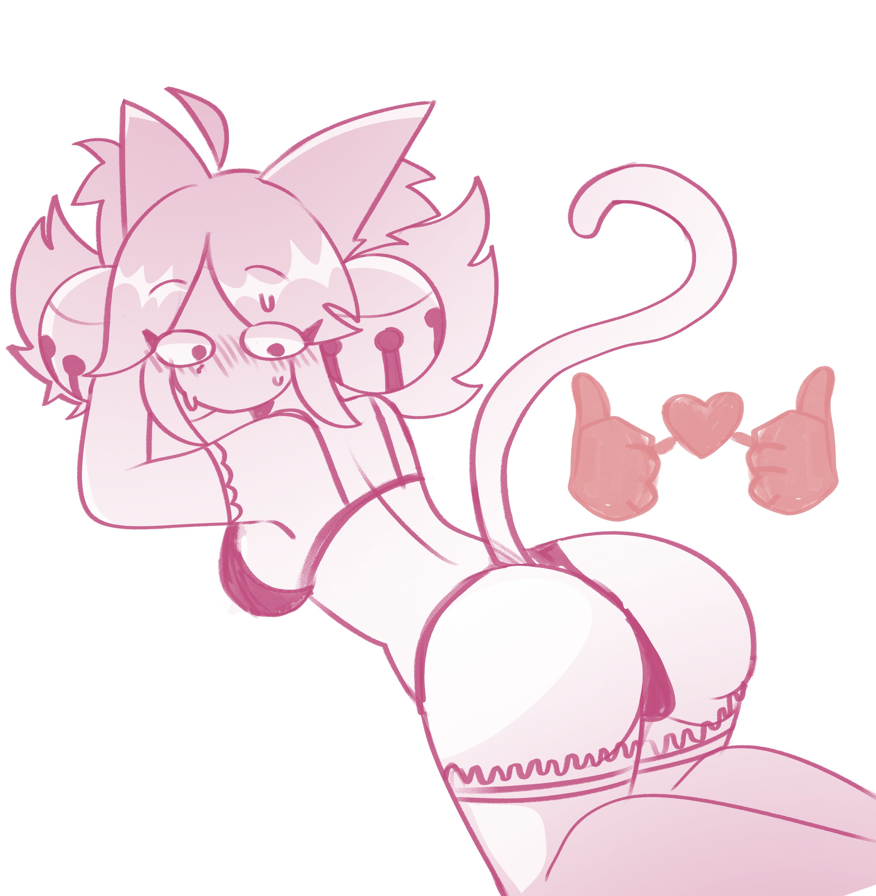 1female, 1girl, 1girls, 2026, animal ears, anxious, ass focus, bells, best girl, big hair, blush, blushing, bra, cant resist, cat ears, cat girl, cat tail, catgirl, child bearing hips, deltarune, embarrassed, fat ass, feline, feline humanoid, female, female focus, frilled, i wanna fuck her so bad, mad mew mew, mew mew (undertale), mostly nude, nekomimi, nervous, panties, pink (deltarune), presenting ass, presenting hindquarters, rivergravidade, soul (deltarune), stockings, sweat, sweating, tagme, tail, thigh highs, thighhighs, thong, thumbs up, toby fox, undertale (series), underwear, wide eyed, wife material