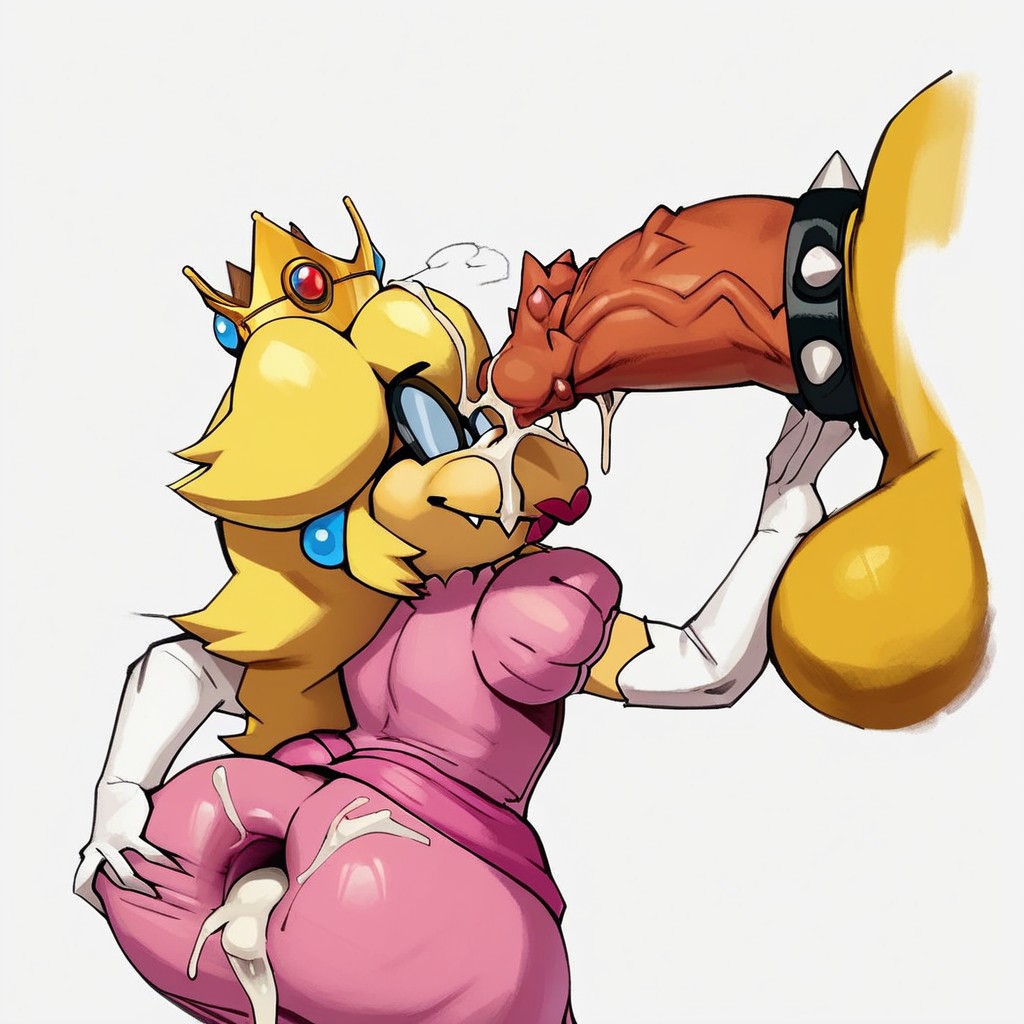 2boys ai_generated anal_through_clothes anthro bowser cock_ring crossdressing gay kamek male mario_(series) nintendo penetration_through_clothes princess_kamek r.ai.ven sex_through_clothes