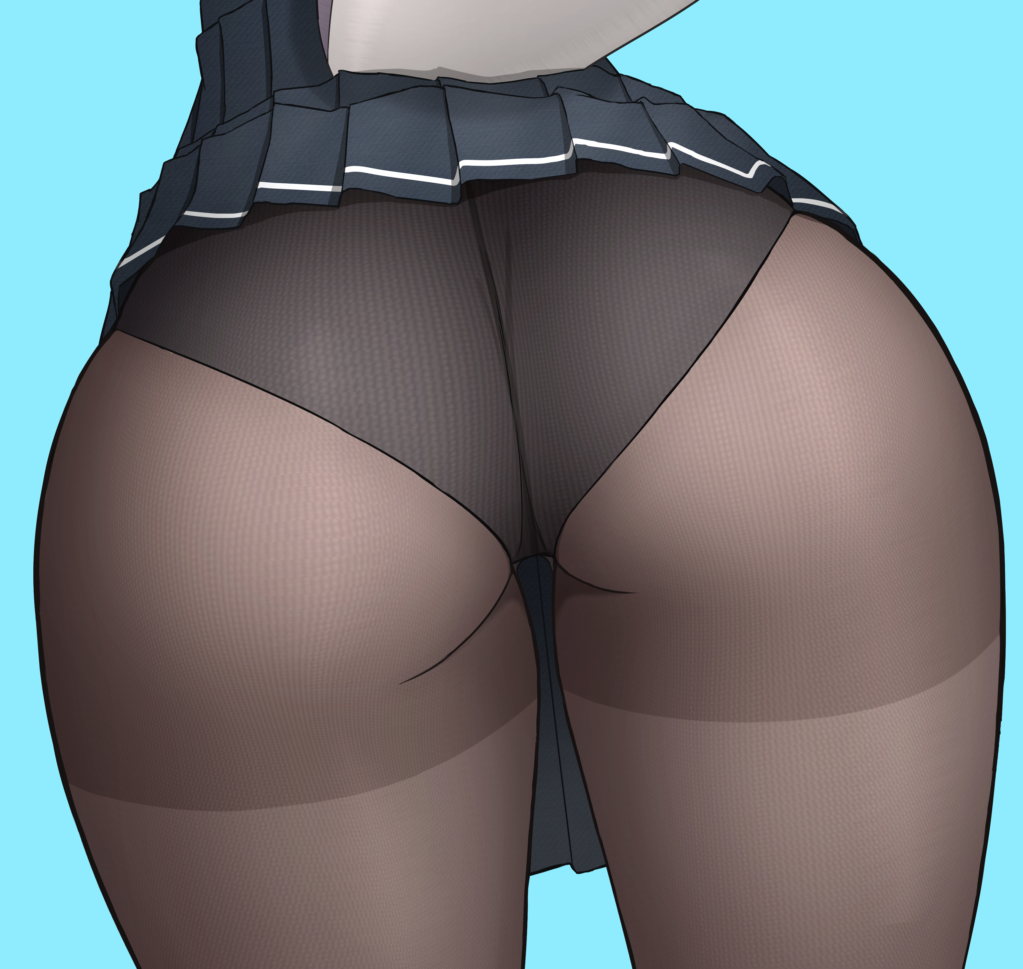 1girls, ass, ass focus, clothing, ellen joe, female, female only, fully clothed, huge ass, light skin, light-skinned female, low-angle view, pantyhose, ryuseiart, solo, solo female, tail, thick thighs, wide hips, zenless zone zero