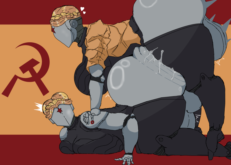 atomic_heart big_ass big_balls big_breasts big_butt big_thighs communism cumming futa_on_futa futanari hyper_ass incest knightofvoid robot robot_girl the_twins_(atomic_heart) yellow_hair