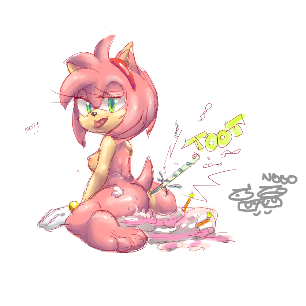 amy_rose ass cake color fart feet female female_only food fur furry furry_ass hedgehog orba solo sonic_(series)