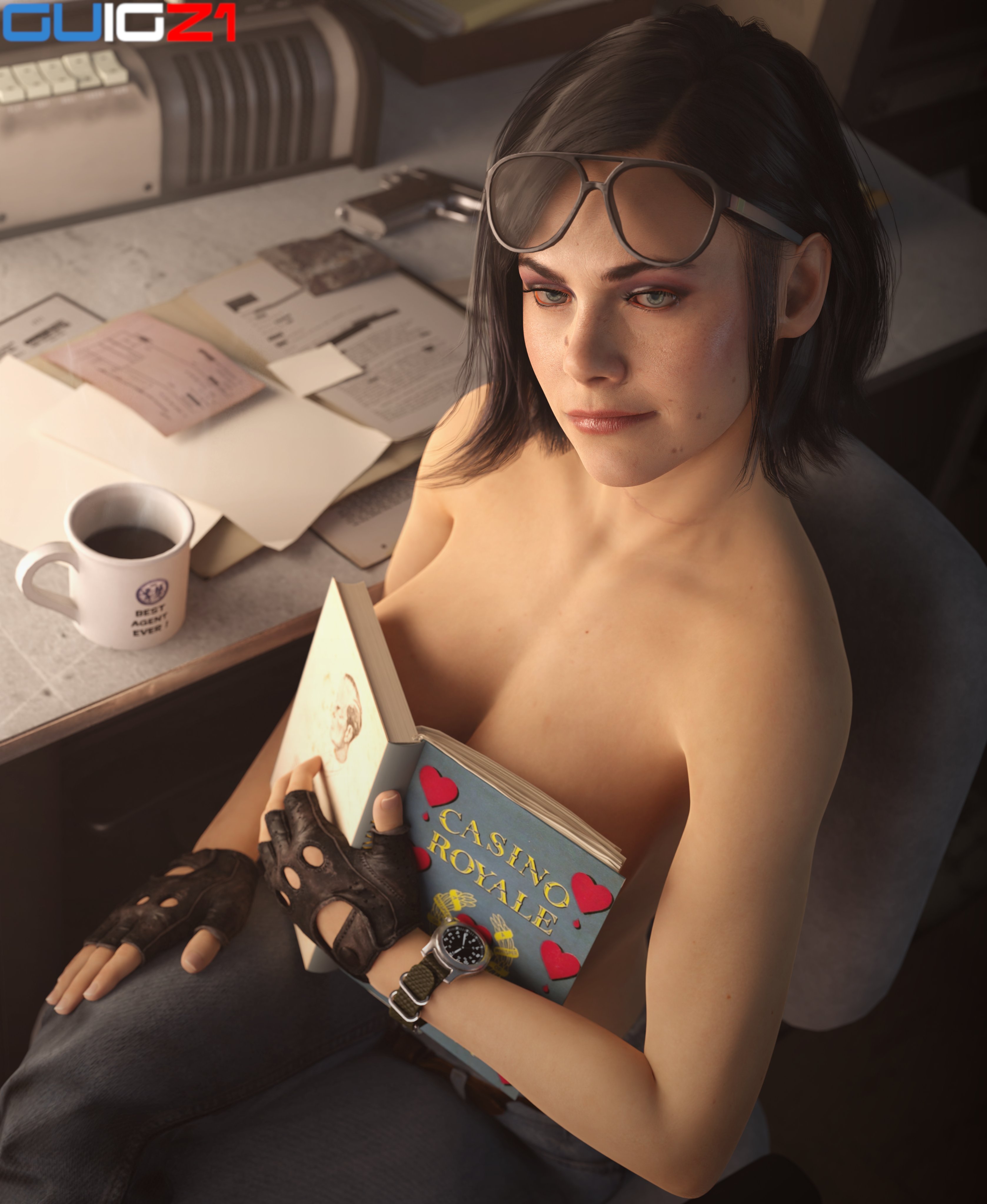 1girls, 3d, book, call of duty, call of duty black ops cold war, female, female focus, female only, guigz1, helen park (cod), meme, meme reference, ouch meme, tagme