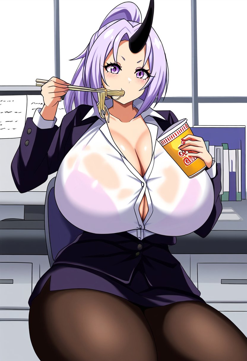 ai_generated bursting_breasts button_gap dan16369336 female female_only miniskirt shion_(tensei_shitara_slime_datta_ken) skirt straining_buttons tagme taut_shirt tensei_shitara_slime_datta_ken twitter_link