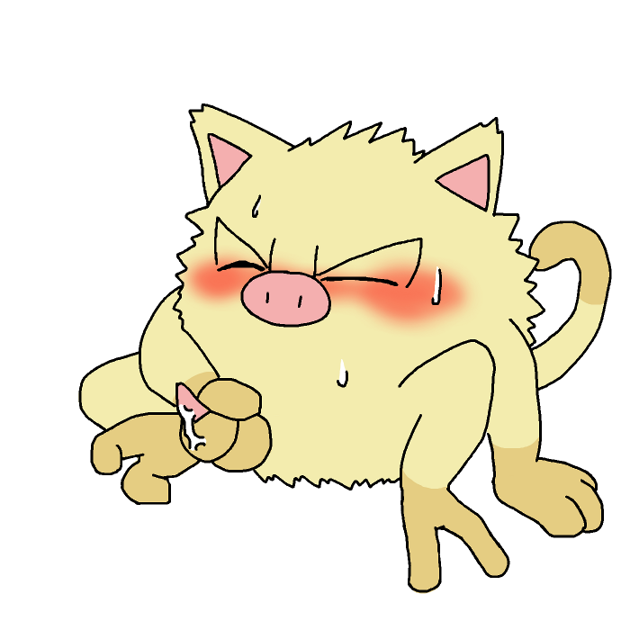 blush colored fur furry handjob male male_only mankey nudity pokémon_(species) pokemon solo