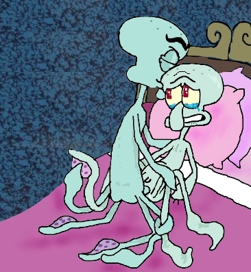 2boys bed cephalopod cry gay male male_only octopodiform octopus questionable_consent sad smooth_skin spongebob_squarepants squidward_tentacles squilliam_fancyson tagme tearing_up tears tentacles unknown_artist