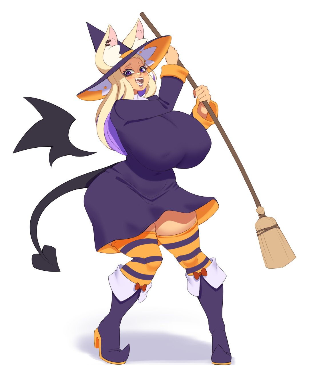 animal_humanoid bbw curvy dotil huge_breasts large_thighs mostly_clothed mostly_nude_female purple_eyes