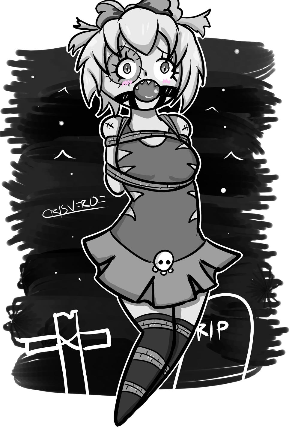 1girls 2d 2d_(artwork) bondage female female_only greyscale movistar oncensored virtual_hero zombie zombie_girl zombirella