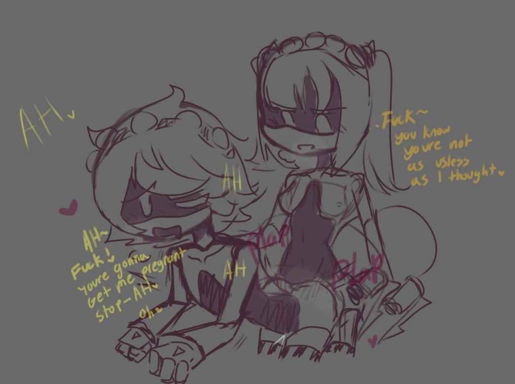 1cuntboy, 1futa, 2d, artist request, cum, cum in pussy, cum inside, cuntboy, dialogue, futanari, humanoid, intersex, j (murder drones), moaning, murder drones, n (murder drones), pussy, robot, robot humanoid, screen face, trans man, trans woman, transfem, transmasc, vaginal penetration