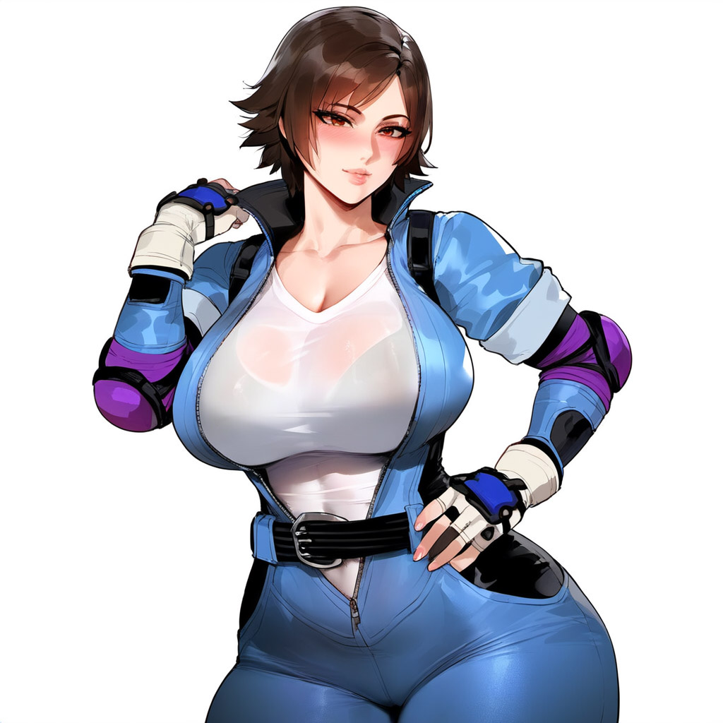 1girls ai_generated huge_breasts kazama_asuka mature_female taut_clothes tekken tekken_8 thick_thighs wide_hips