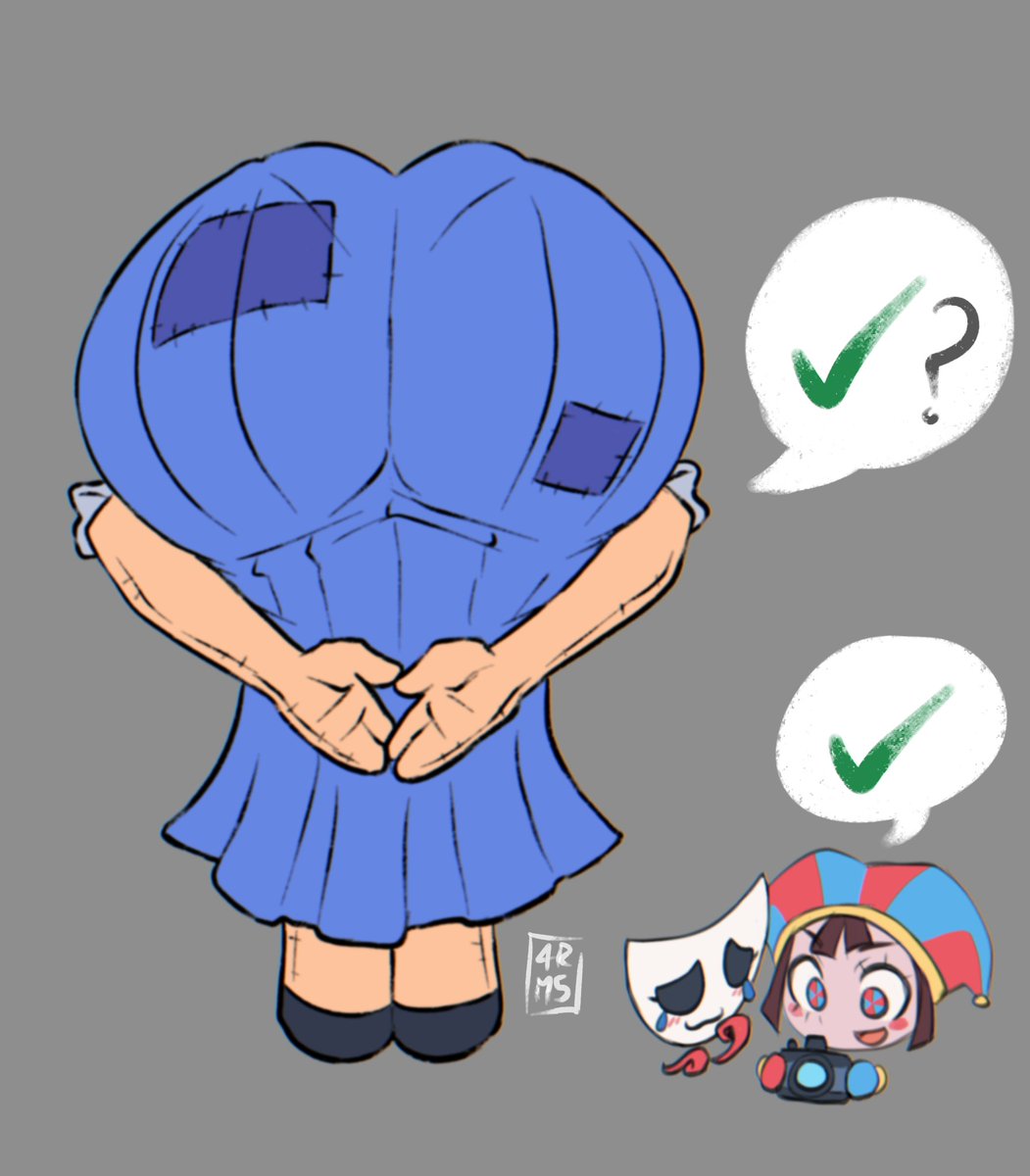 3girls, amen pose, artist name, ass, ass focus, ass in dress, big ass, big ass (female), dress, glitch productions, huge ass, meme, meme reference, pantylines, pomni, pomni (tadc), pomni (the amazing digital circus), praise da booty (meme), ragatha, ragatha (tadc), ragatha (the amazing digital circus), sexy, sexy pose, the amazing digital circus, thick thighs