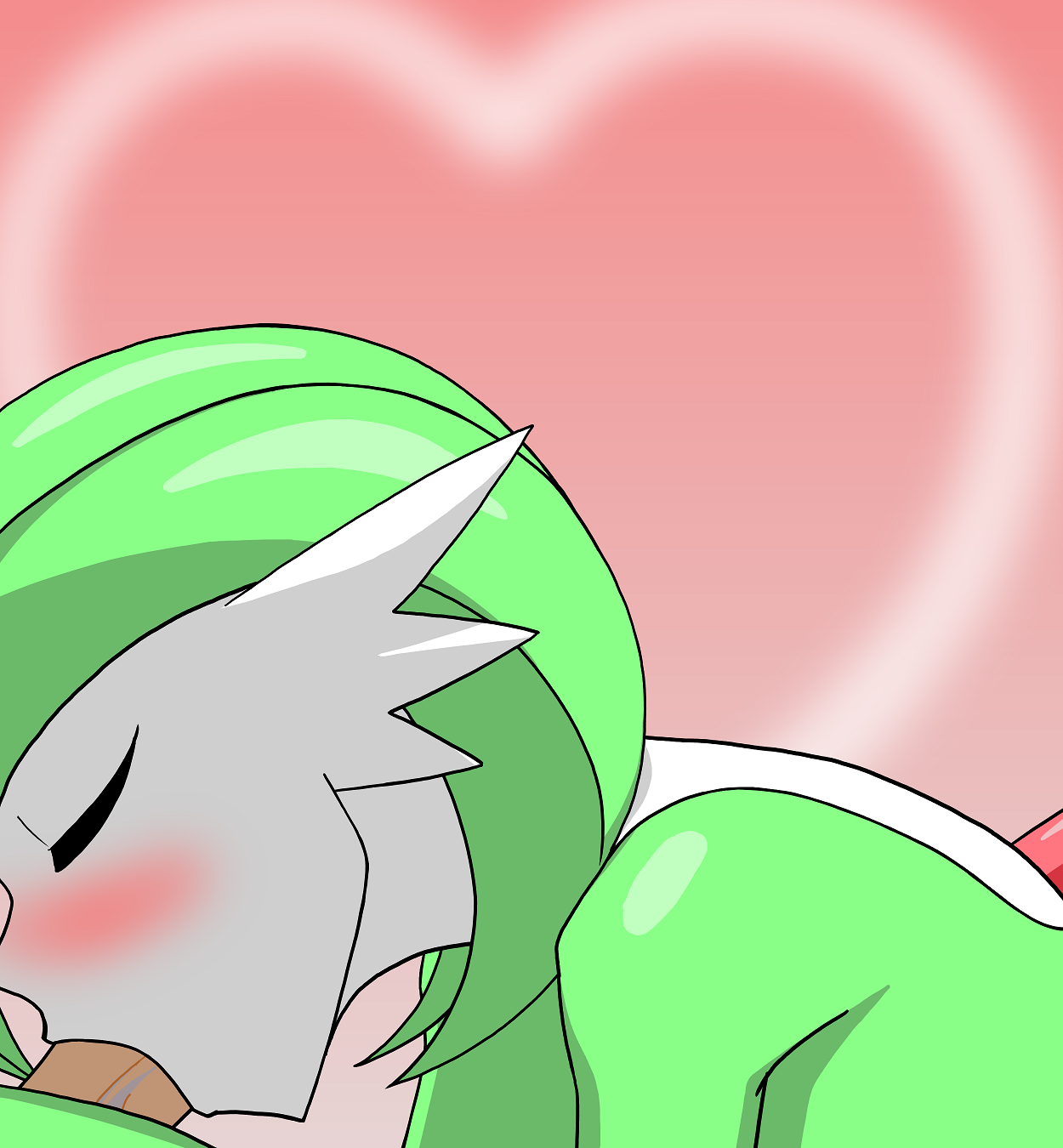 1boy, blush, deepthroat, eyes closed, fellatio, female, gardevoir, male, oral, pokemon, pokemon (species), pokemon rse, rakuhen atsushi, sucking