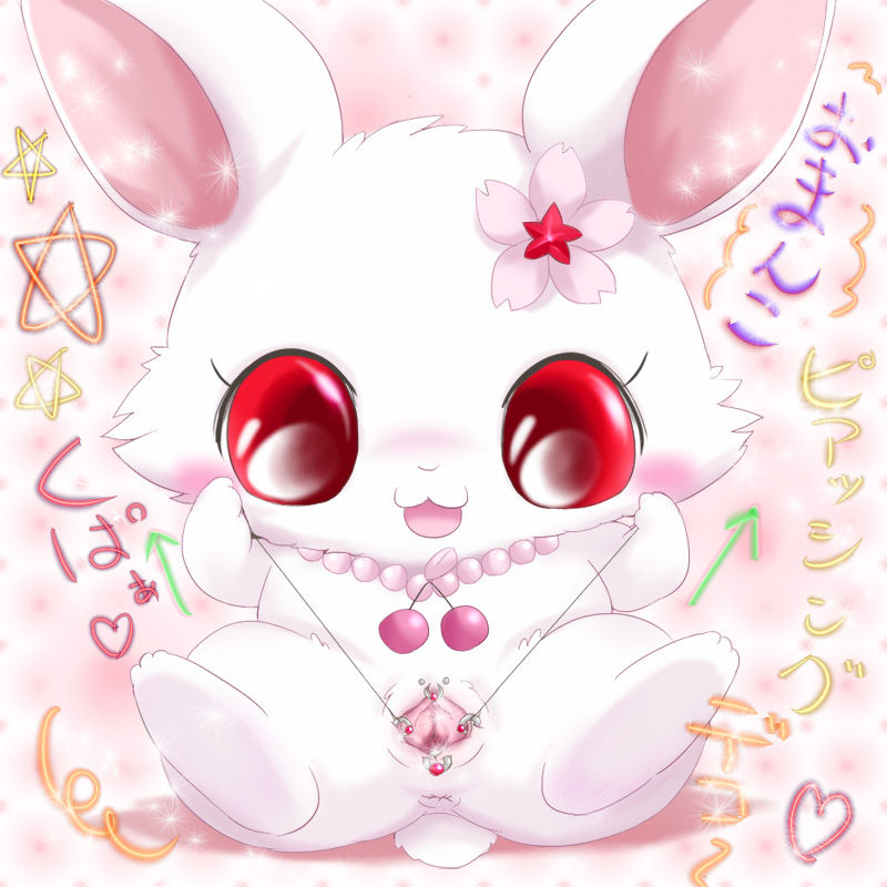 1:1 1girls 3_toes :3 anus barefoot big_eyes color cute female female_only feral flower front_view fur furry_ears furry_tail gaping_pussy japanese_text jewelpet jewelpet_(species) lagomorph looking_at_viewer nude open_eyes open_mouth piercing pussy rabbit red_eyes ruby_(jewelpet) sanrio solo spread_pussy spreading suvaru tagme tail text translation_request vulva white_fur