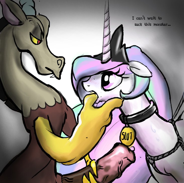 bondage discord_(mlp) fellatio feral friendship_is_magic horse horsecock my_little_pony oral pony princess_celestia_(mlp) purevil