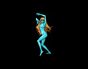 black_background blonde_hair blue_skin breasts lowres pixel_art shin_megami_tensei sprite undine