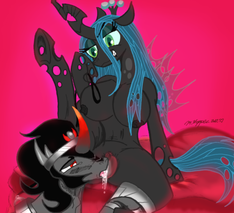 changeling cunnilingus domination equine female femdom friendship_is_magic horn horse interspecies king king_sombra_(mlp) male my_little_pony necrofeline oral oral_sex pony queen queen_chrysalis_(mlp) royalty sex smooth_skin straight unicorn vaginal_penetration