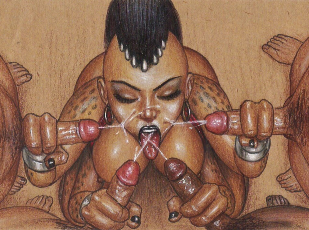 2d 4_arms 4boys barefoot black_fingernails black_hair blowbang bracelet bracelets breasts breasts_out brown_skin bukkake closed_eyes cum cum_in_mouth cum_on_face cumshot_on_face dark-skinned_male dark_skin double_handjob earrings edithemad erect_nipples eyeshadow female handjob horns interracial kneeling large_breasts large_nipples lips long_hair male mohawk monster_girl mortal_kombat mortal_kombat_(2011) multi_arm multi_limb netherrealm_studios nipples open_mouth orgasm partial_male partially_clothed penis penis_grab perky_breasts ponytail pubic_hair quadruple_handjob sheeva shokan sketch small_horns tan_skin three_fingers tied_hair tongue tongue_out uncensored veiny_penis video_games wristbands