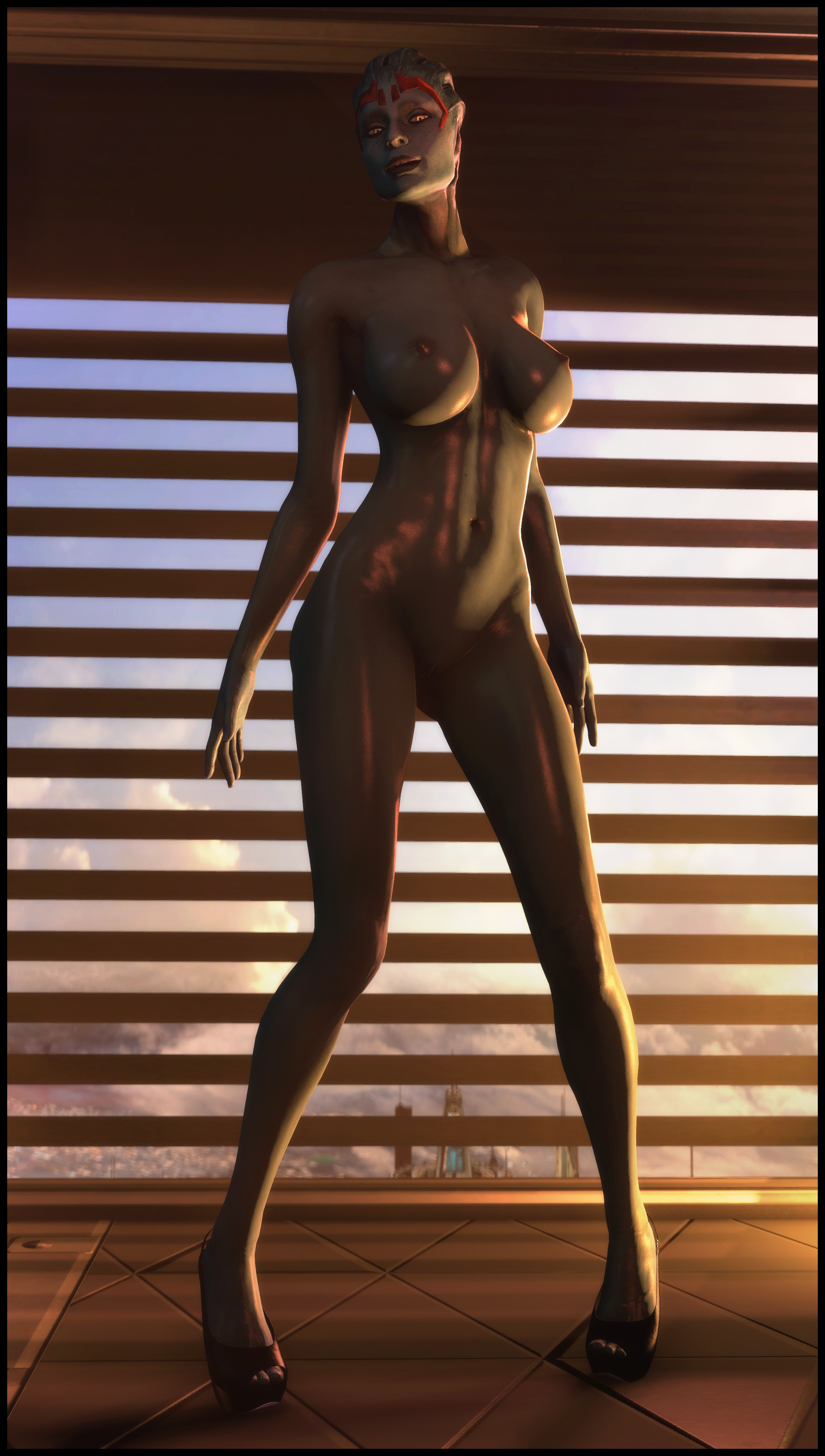 1girls, 3d, alien, asari, big breasts, bioware, blue eyes, blue skin, breasts, female, female only, foab30, large breasts, mass effect, mature female, milf, mother, nipples, nude, pussy, samara, solo
