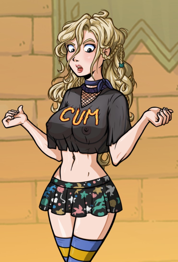1girls, akabur, areola, areolae, areolae visible through clothing, belly button, blonde female, blonde hair, braless, crop top, female, harry potter, hogwarts student, looking down, luna lovegood, messy hair, messy hair female, miniskirt, navel, nipples, nipples bulge, nipples visible through clothing, no bra, no bra under clothes, open mouth, pleated skirt, pokies, ravenclaw, see-through clothing, see-through shirt, sheer clothing, sheer top, skirt, standing, stockings, striped legwear, striped socks, striped thighhighs, student, tagme, thigh high stockings, thigh highs, thighhighs, tongue, witch (harry potter), witch trainer, witch trainer silver, zettai ryouiki