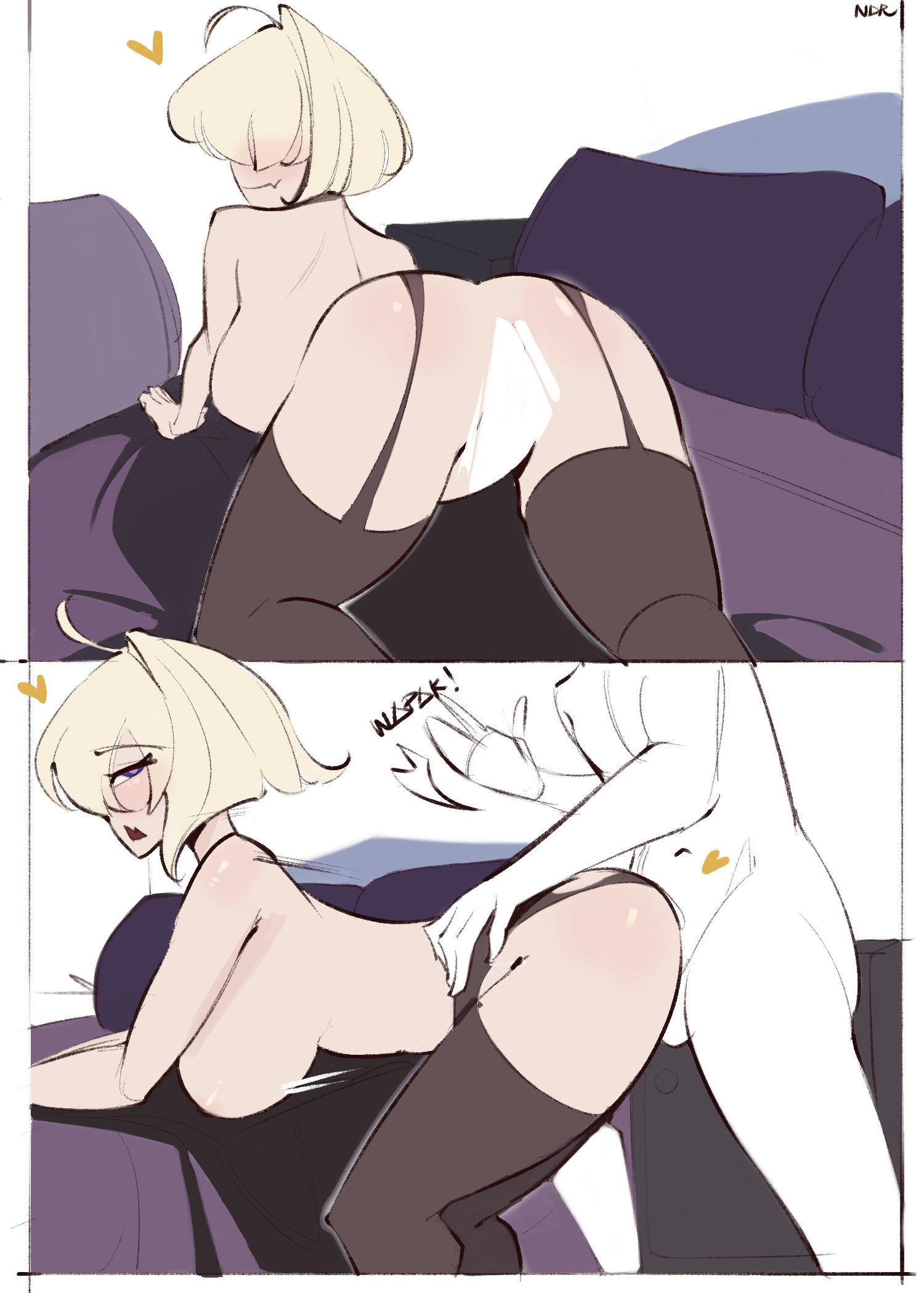 1boy, 1boy1girl, 1girls, adult, adult female, ahoge, almost naked, almost nude, areolae, arm support, ass, ass cleavage, ass crack, back, bare ass, bare back, bare belly, bare breasts, bare butt, bare chest, bare hands, bare hips, bare midriff, bare nipples, bare shoulders, bare thighs, bare tits, bare torso, bent over, big breasts, black garter straps, black legwear, black stockings, black thigh highs, black thighhighs, blonde eyebrows, blonde female, blonde hair, blonde hair female, blonde-haired female, blush, blush face, blushing at another, blushing at partner, blushing female, bouncing breasts, bouncing tits, breasts, breeding, busty, busty female, censored pussy, curvaceous, curvaceous body, curvaceous female, curvaceous figure, curvaceous hips, curvaceous thighs, curvy, curvy body, curvy female, curvy figure, curvy hips, curvy thighs, dangling breasts, digital, digital art, digital drawing, digital drawing (artwork), digital media, digital media (artwork), doggy style, elbows, elegg (nikke), exposed arms, exposed ass, exposed back, exposed belly, exposed breasts, exposed butt, exposed chest, exposed hips, exposed midriff, exposed nipples, exposed pussy, exposed shoulders, exposed skin, exposed thighs, exposed tits, exposed torso, female, female focus, fingers, from behind position, fucked from behind, garter straps, garterstraps, goddess of victory: nikke, grabbed from behind, grabbing from behind, groin, hanging breasts, high resolution, highres, intercourse, kneepits, large boobs, large breasts, lean figure, leaning forward, legwear, male, mature, mature female, median furrow, midriff, more at source, mostly nude, nadir, naked, naked female, naked woman, narrow waist, nearly nude, nipples, nude, nude female, nudity, penetration from behind, plump breasts, practically nude, purple eyes, purple-eyed female, pussy, sex, sex from behind, sexual intercourse, shaking breasts, short hair, shoulder blades, shoulders, simple background, slender body, slender waist, slim waist, stockings, straight, straight sex, taken from behind, thick ass, thick butt, thick thighs, thigh highs, thighs, topless, topless female, uncensored breasts, uncensored nipples, white background, wide hips, yellow eyebrows, yellow hair, yellow-haired female
